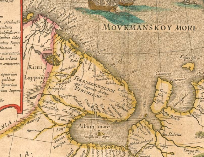 Фрагмент голландской карты 1614 года «Tabula Russie»